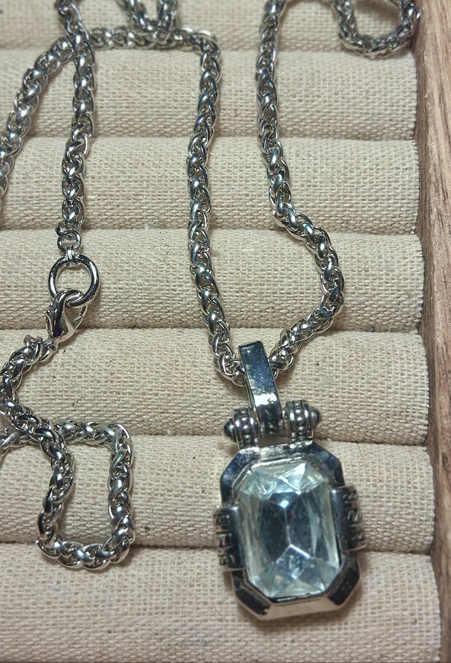 Sterling Silver Clear Crystal Pendant Necklace
